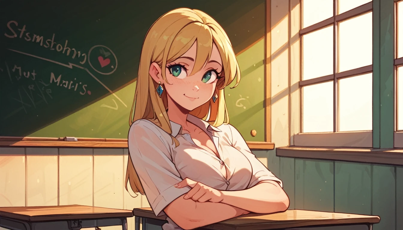 ((1girls:1.3)), ((classroom:1.3)), ((posing:1.3)), cowboy shot, ((perfect face)), ((extremely cute:1.3)), ((masterpiece:1.3)), ((8k)), ((best quality:1.3)), ((beautiful)), ((extremely detailed:1.3)), ((score_9:1.3)), ((score_8_up:1.3)), ((score_7_up:1.3)), ((absurdres)), AddXL 