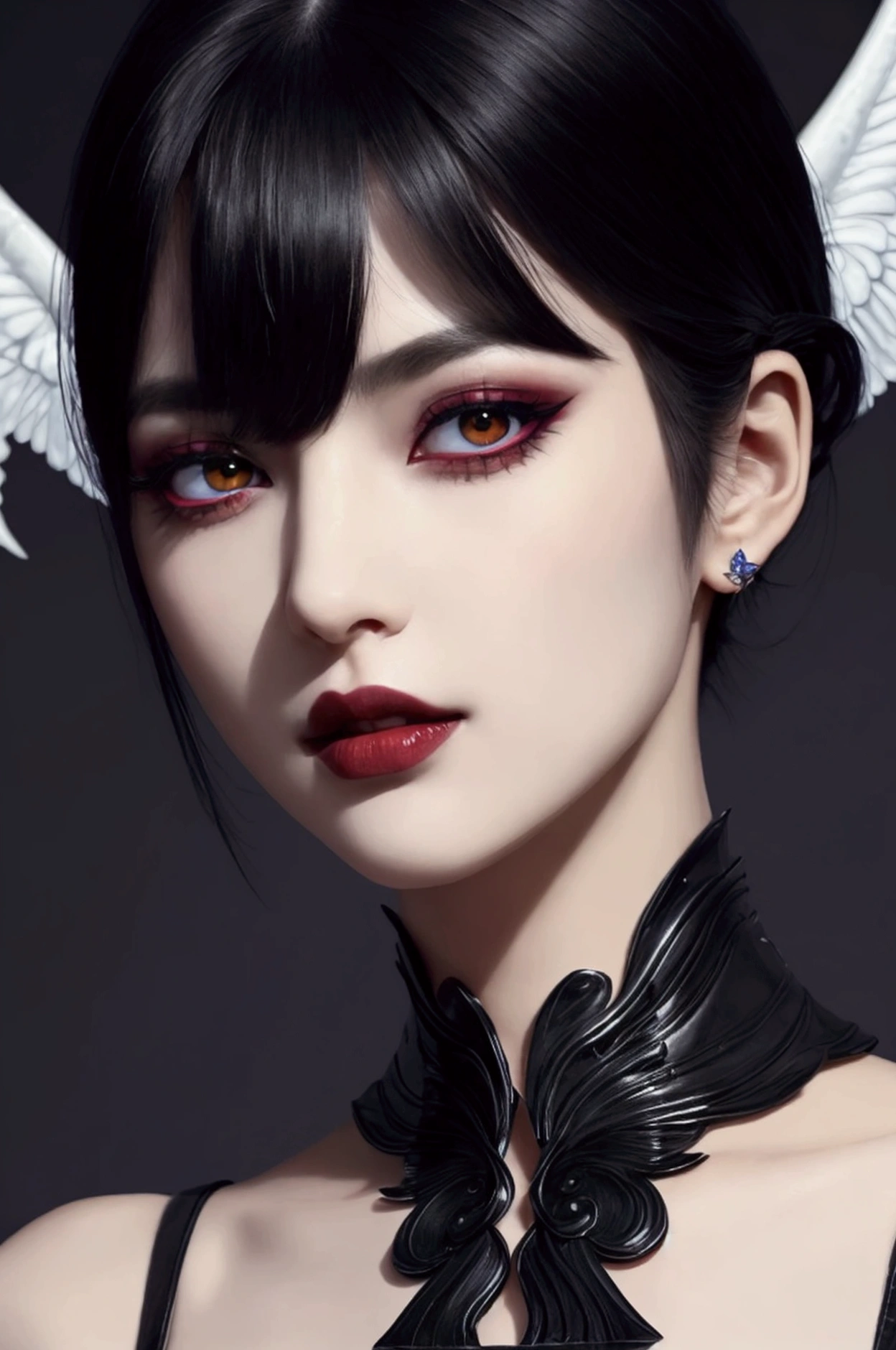 Beautiful Succubus、One girl、Real、Photorealistic、Photorealistic:1.37、(Best Quality、4K、8k、High resolution、masterpiece:1.2)、Super detailed、Detailed face、Sharp Eye、Thick lips、Long eyelashes、horn、Leather Wings、Intricate Jewelry、Dark and mysterious atmosphere、Dramatic lighting、Deep red and purple color palette、Cinematic composition、Standing in the moonlight、Starry Sky、