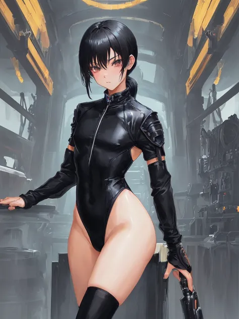 ninja boy like a beautiful girl, anime art,((((beautiful and cute face, , male, covered penis, testicles, bulge, solo, leotard, ...