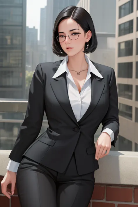 nsfw, masterpiece, best quality, ultra-detailed, semi-realistic, detailedfacialfeatures, 1girl,wearing stylish executive clothes...