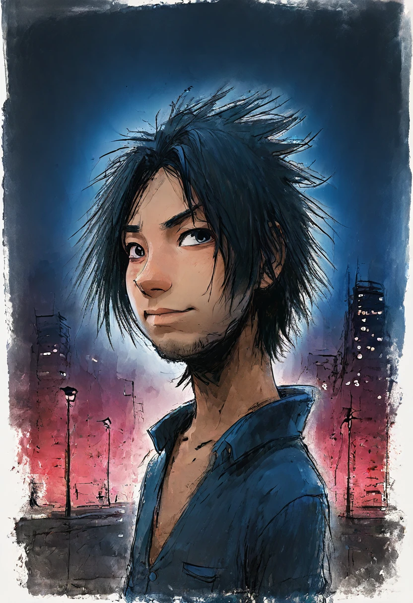 sasuke uchiha,detailed eyes, detailed face, ((art, high resolution, perfect photo) ), city at night, streets, neon, , (detailed: 1.2), atmospheric,profile photo
