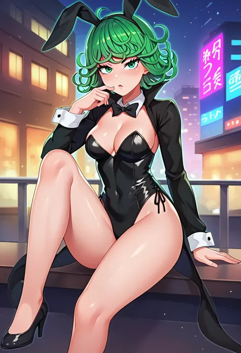 score_8_up, score_7_up, score_6_up, score_5_up, score_4_up, anime screenshot, tatsumaki, green hair, green eyes, short hair, cur...