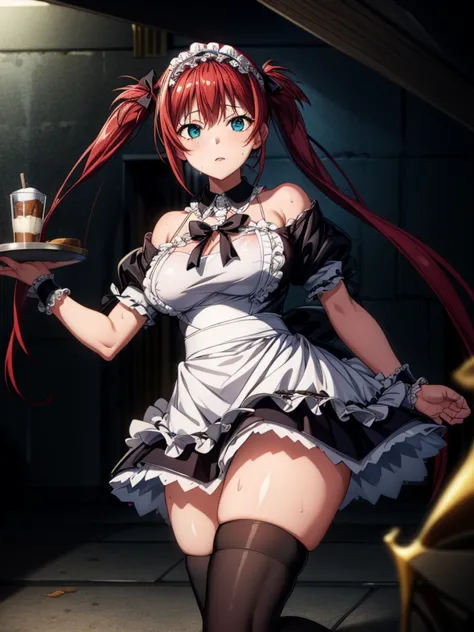 tabletop, best quality, air live 4,  thighs, thighs, thighs, black thighs, thighs, thighs, apron, absolute territory, maid, maid...