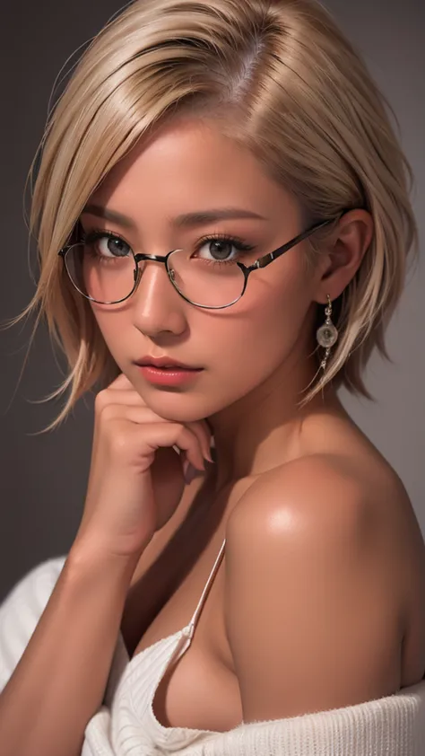 high resolution、masterpiece、textured skin、high quality、ultra high definition、very detailed、woman、short blonde hair parted in the...