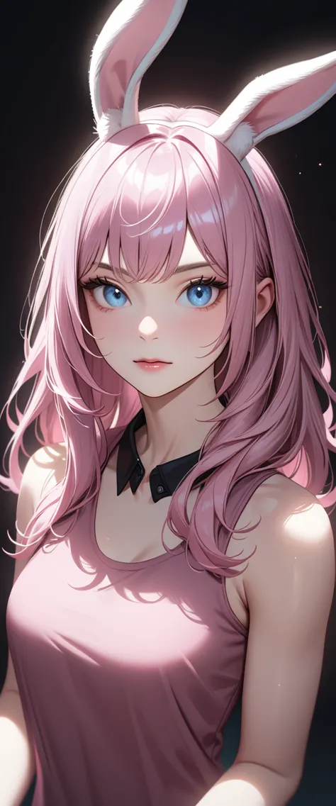 cute, pink hair, bunny girl, ultra-realistic, detailed lighting, anime, have