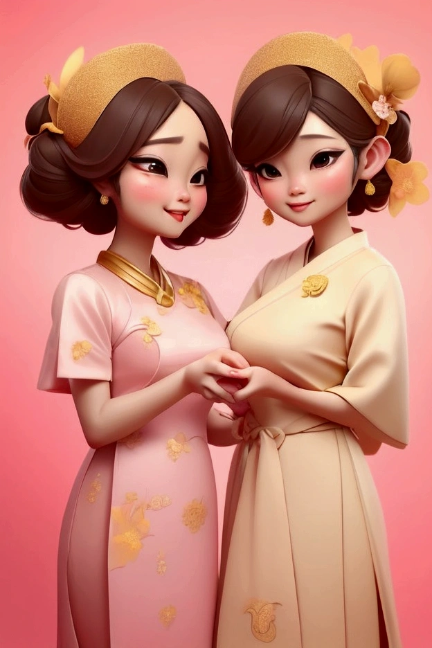 Kanhom chun bai toei (ขนมชั้นใบเตย) and Kanhom chun aun chun (ขนมชั้นอัญชัน) are twin sisters
Kanhom chun aun chun passed away before she could get married to her partner so she now wanders around as a ghost, weeping about her marriage. She is a very serious and old-fashioned person, she wears a traditional Thai wedding dress because her grandparents told her to. Her color palette will be more dull (สีซีด/อ่อน)
 เขียนคำสั่งเจนเนอเรสที่ไว้สร้างภาพจาก ai เป็น art toy