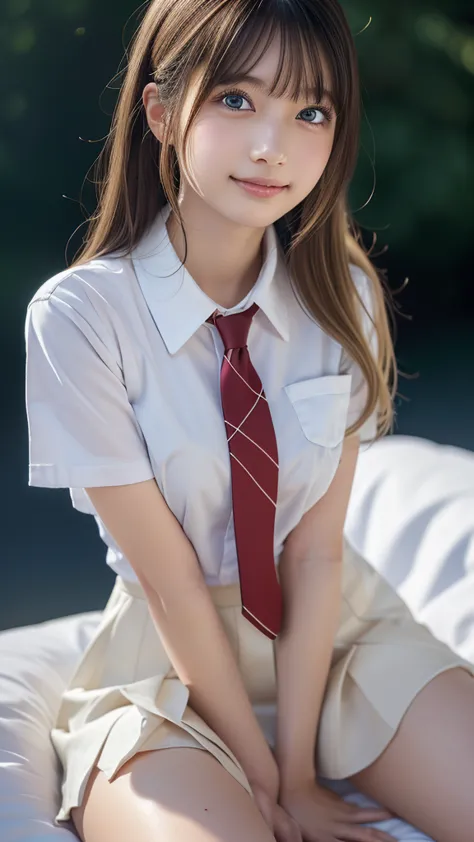 ((masterpiece, best quality, high resolution)), japanese schoolgirl、(realistic: 1.4), smile、great face,blue eyes、glossy lips、age...