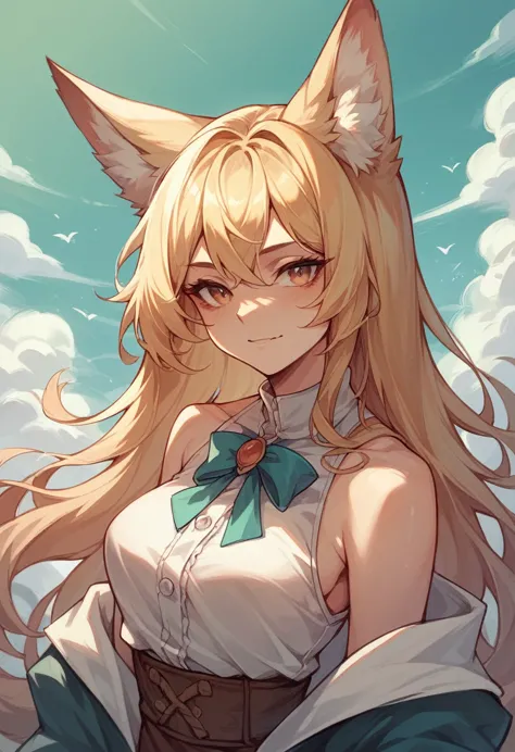 score_9, score_8_excellent, score_7_excellent, score_6_excellent,blonde、long hair、straight hair、fox ears、fox&#39;s tail、huge bre...