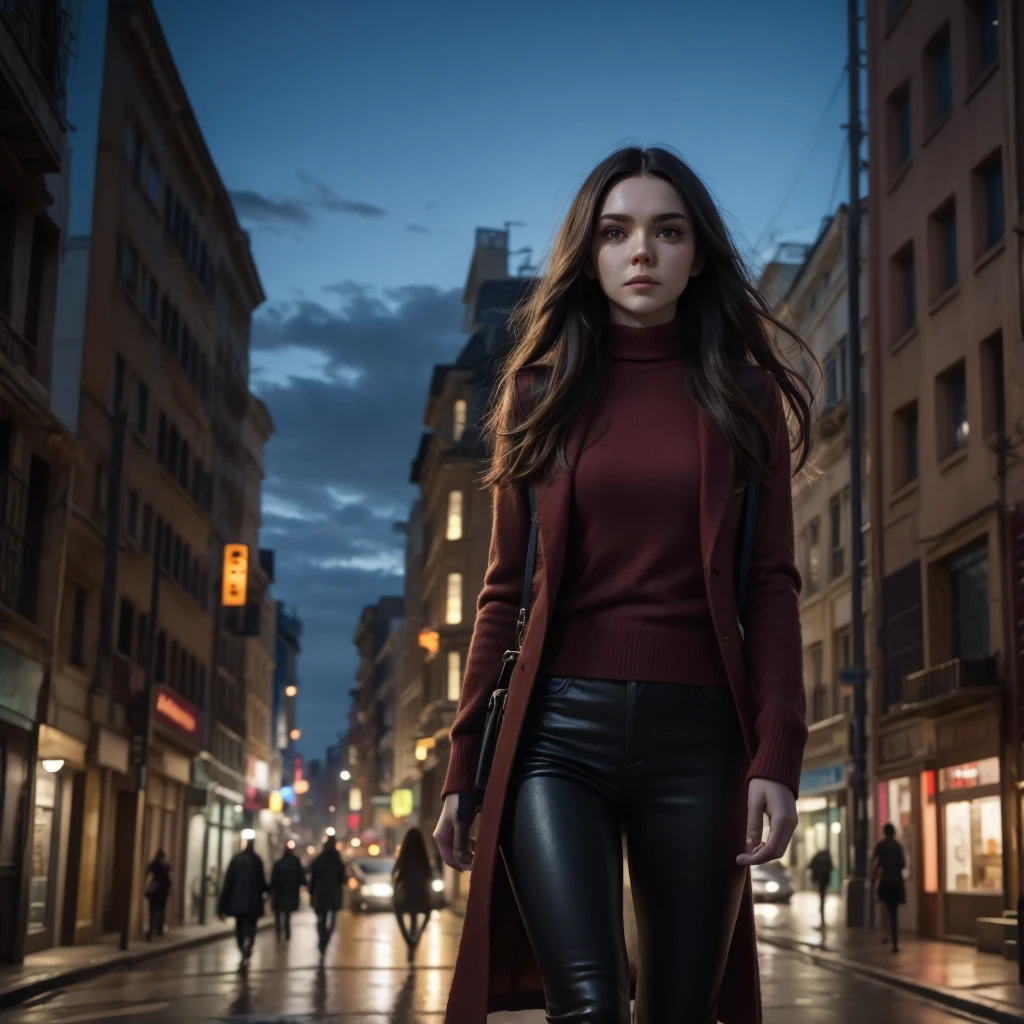 Wanda Maximoff walking through the streets of the city