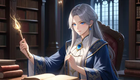 character name: aria age/gender: woman background: born into a family of wizards、noble family appearance: long silver hair、blue ...