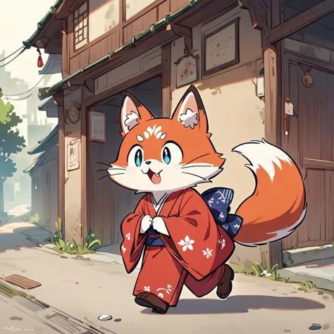 red fox in kimono, kimono,