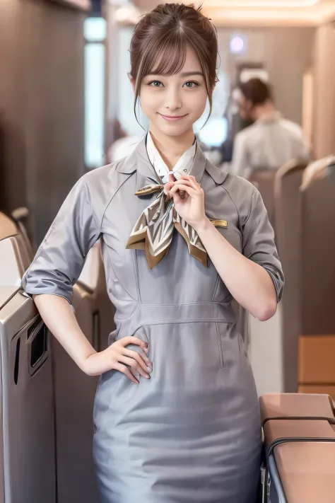 (masterpiece:1.2、best quality:1.2)、32khdr、high resolution、(alone、1 girl、slim figure)、（starlux airlines cabincrew uniform）、 (at t...