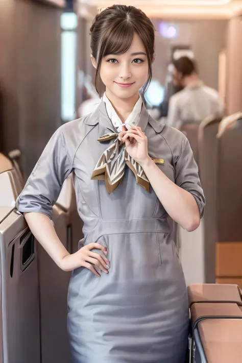 (masterpiece:1.2、best quality:1.2)、32khdr、high resolution、(alone、1 girl、slim figure)、（starlux airlines cabincrew uniform）、 (at t...