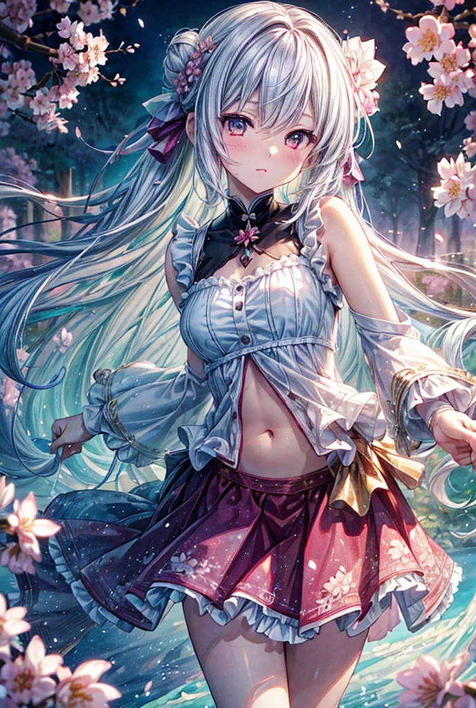 best quality:1.5), (ultra-detailed:1.5), (()), ((best quality)), (high resolution), (illustration), (an extremely delicate and beautiful), (ultra detailed beautiful face and eyes), 1girl, leaning forward sharp focus, ray tracing, 1girl, silky hair, multicolored hair, White hair(inner color Cherry blossom )、background(sakura tree, day light), eye color(White pink, high definition, inner eye sakura),volumetric lightning, Feet, chest emphasis, Toes, Full body painting、Abdominal muscles、Exposed belly、Hip emphasis、Groin、shin、Lift your butt、Abdominal muscles強調、looking_all(score_9:1.2), (score_8_up:1.2), (score_7_up:1.2),Alone,Perfect anatomy,(one cute girl:1.3),(line art:1.3),(Soft atmosphere:1.3),perfect anatomy,(A soft anime-style image capturing a delicate and ephemeral atmosphere),Enhance the anime screencap by adding a watercolor background, further elevating the dreamy and ethereal aesthetic. This scene, now rendered in 16k wallpaper resolution, merges the delicate beauty of the girl with pale skin and white hair with a soft, lush watercolor landscape. The big, intricately designed dress and her captivating eyes are set against a backdrop that mimics the fluid, blending colors of a watercolor painting, adding a layer of artistic depth and emotion. The perspective from above at a dutch angle, combined with the watercolor effect, creates a composition that feels like a floating, dream-like world, glowing aura around her are now part of a canvas that blends reality with imagination, inviting the viewer to step into a tranquil world of soft hues and poetic beauty, all encapsulated within a serene, watercolor dream,break,(best quality:1.3),(best masterpiece:1.3),(very aesthetic:1.2),(absurdres:1.2),newest,(intricate details:1.2),ai-generated,absurdres extremely detailed CG,depth of field,dynamic angle,dynamic pose