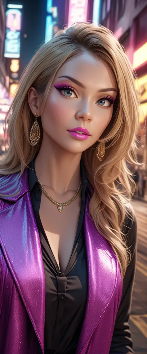 a beautiful gyaru, elegant gyaru woman, flawless skin, long eyelashes, glossy lips, stylish makeup, blonde hair, fashionable out...