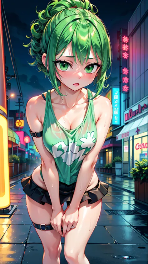 girl youtuber,(((1girl))),((extremely cute and beautiful green curly-haired girl)),

(short breasts:1.4),big butt,(((green curly...