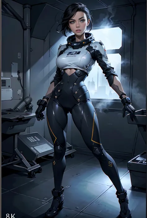 pinup space suit, fullbody view, (best quality,4k,8k,highres,masterpiece:1.2),ultra-detailed,(realistic,photorealistic,photo-rea...