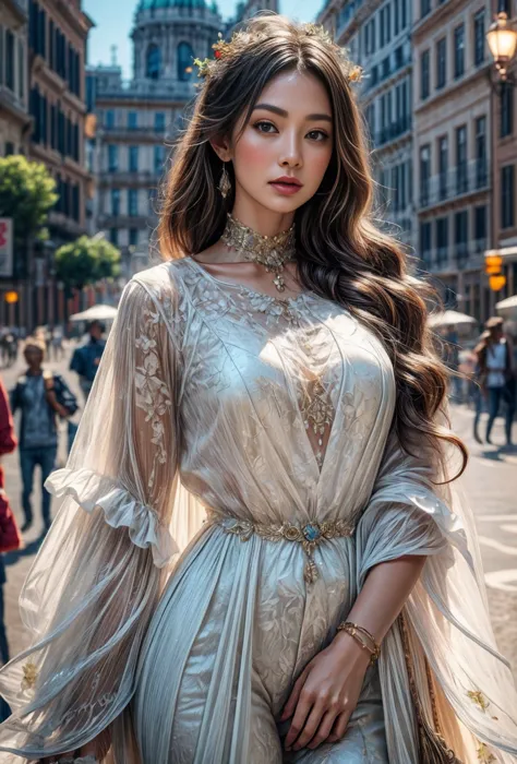 what would a renaissance queen look like in a gorgeous dress?? (masterpiece:1.2), (illustration:1.1), (best quality, 8k, hdr, wa...