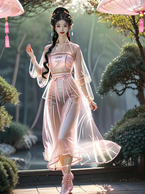 一个有着美丽脸庞的sexy中国华裔女孩, wearing avant-garde transparent fabric hanfu, (((light theme, expose the subject, sexy主题)))
(((heavy rain, ...