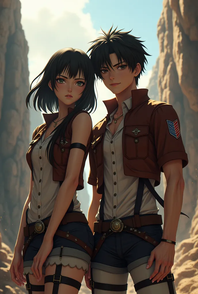 Eren yaeger with mikasa