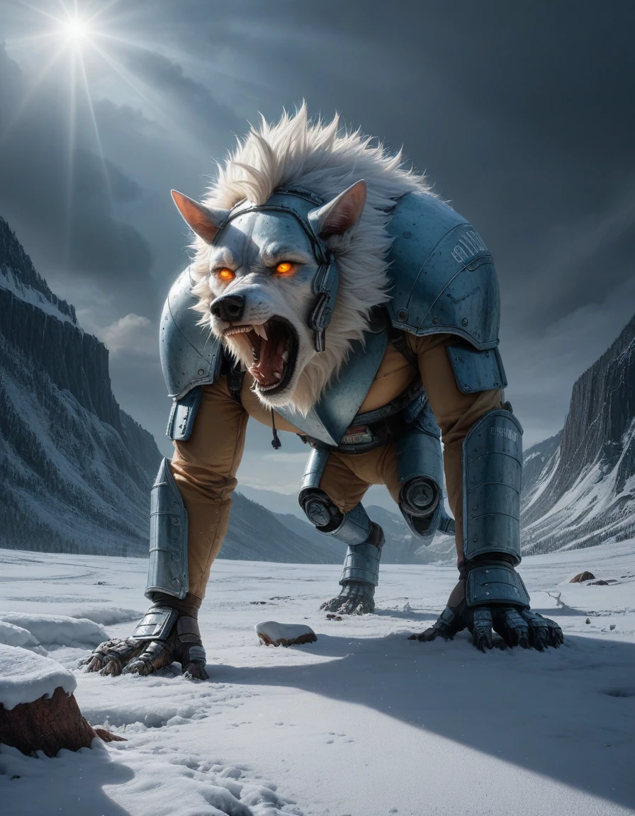 a powerful winter warrior, icy aura, chiseled physique, battle the elements, detailed muscular body, piercing eyes, snow-covered landscape, howling wind, snowflakes, dramatic lighting, cinematic composition, digital art, octane render, unreal engine, hyper-realistic, highly detailed, masterpiece This character portrays a mysterious and suave persona, adding an air of intrigue and charisma to any interaction