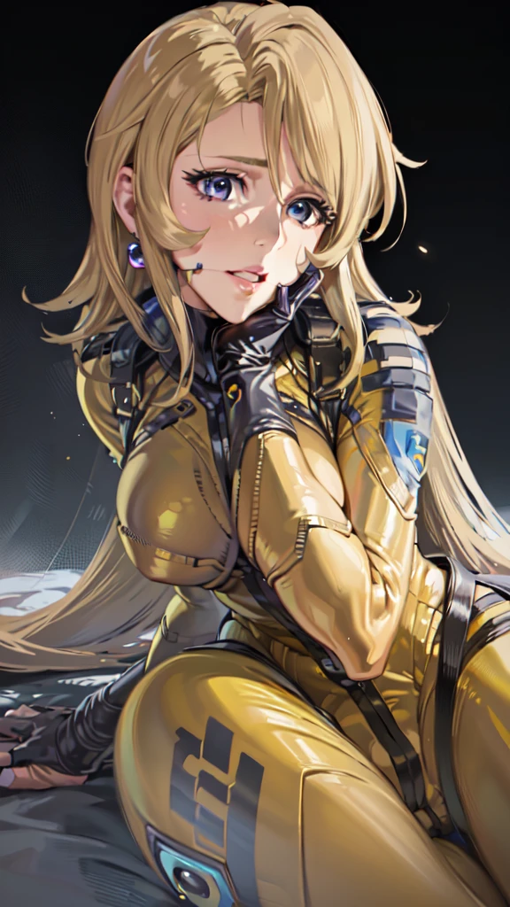 Mature Woman, Woman in a futuristic suit, highly Detailed face, nice, mother, Very large breasts, (Mature Woman), Mature Face, (Mature Woman), Cyber Suit, Anime girl in tight suit, Milfication, Elegant body, Focus on the navel, nude, gloves, Earrings, SF, Female protagonist, Volumetric Light, Detailed lighting, Detailed Texture, BoobsCyberpunk, Biomechanical , masterpiece, (Top quality eyes), Detailed face, sci-fi background, Futuristic landscape, (((Yellow bodysuit))), (Chuby), (((high quality face))), (((high resolution face)))
