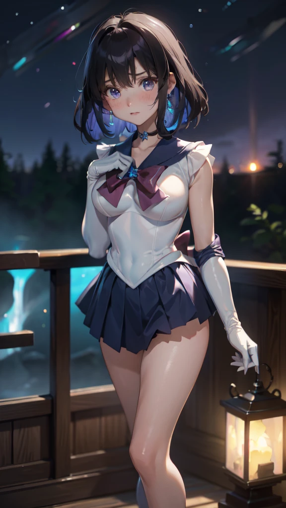 master piece,best quality,ultra detailed,8k,
ambient light,realistic skin,glossy skin,
（sailor_saturn）、sailor moon outfit、
（lie face down：1.3）、（the body is very wet：1.5）、Yukata、Glossy lips、Slightly emphasize the lower lip、blush、Embarrassed expression、emphasizing the cleavage、
Fantastic night sky、full moon、aurora、horizon、waterfall、One girl, solo, High resolution, Anatomically correct, Best Quality, High resolution, masterpiece, Best Quality, Textured skin, Very detailed, Ultra high definition, 