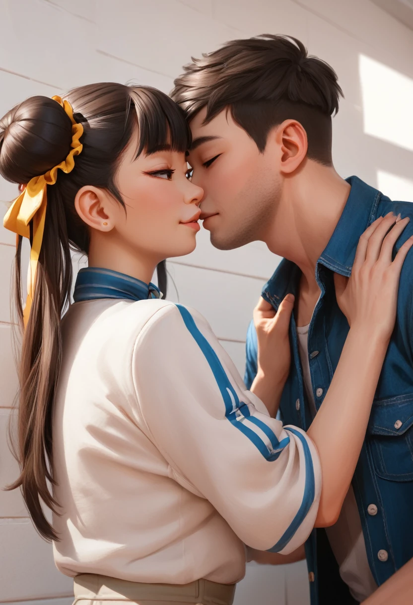 nsfw, Score_9, Score_8_up, Score_7_up, nsfw, [ 4k digital art ]!!! , ((1 Boy, 1 girl , couple)), Man and woman facing each other ,  (((Leaning against a wallChunli))), Chunli&#39;Hairy crotch, (Boy kneeling on the ground), (Chunli spreads her legs), (super realistic Chun Li), Enchanting Chunli, cute, Sex, Eeeek face, orgasm, On the street where tears flow, Leaning against a wall, Wet Woman, Dripping love juice, Cunnilingus using the tongue ,  (She is lying prostrate with her legs spread wide:1.5),