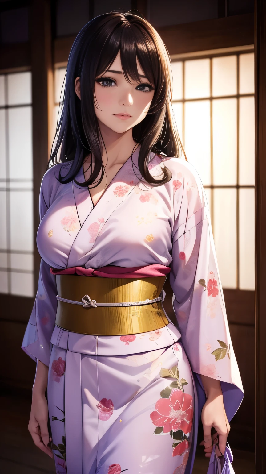 Beautiful woman in floral ((yukata)), Small, You can see the bra, Beautiful face, Strong-willed eyes, Medium long, brown haired, Tatami room, traditional Japanese room, 8K picture quality, Best Quality, masterpiece, super A high resolution, (Photorealistic:1.4), (Raw photo), High quality drawings, An ultra-high picture quality, ultra-quality, ultra-fine drawing, ultra-detailliert, Extremely detailed, Finely detailed, Realistic, Beautiful, Supreme Beauty, dark colored, natural soft light, Ultra-delicate images, Ultra-detailed details, Best Shots, The whole picture, Best Quality,
