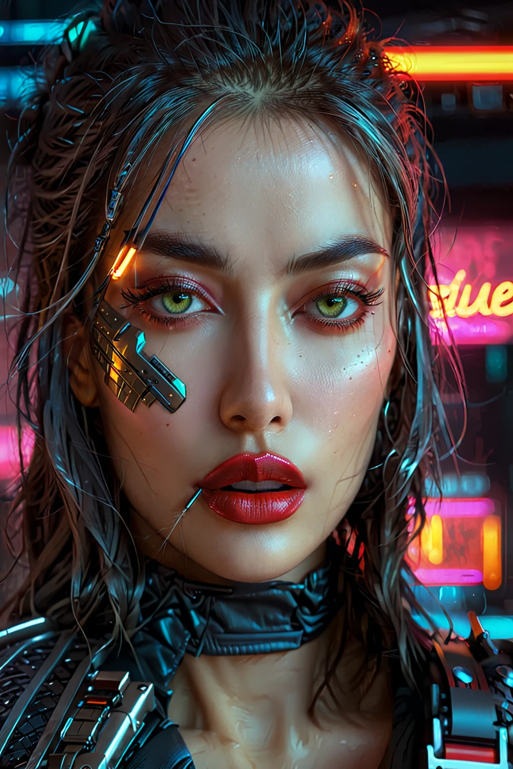 cyberpunk woman with katanas, beautiful detailed eyes, beautiful detailed lips, extremely detailed face, long eyelashes, futuristic, neon lighting, dark moody atmosphere, cinematic, hyper detailed, 8k, high resolution, photorealistic, masterpiece