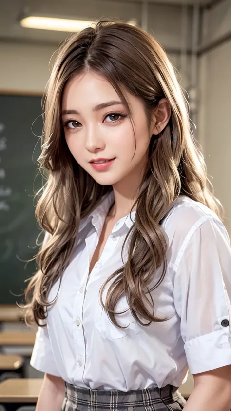 realistic, masterpiece, best quality, highest resolution japanese schoolgirl, , upper body photo, she narrowed her eyes.、look at...