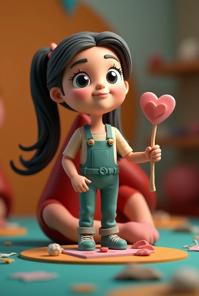 Clay animation, Clay animation filming, female crew posing dolls on set, studio lighting, (colorful background), ((masterpiece, highest quality, Highest image quality, High resolution, photorealistic, Raw photo, 8K)), ((Extremely detailed CG unified 8k wallpaper)), 