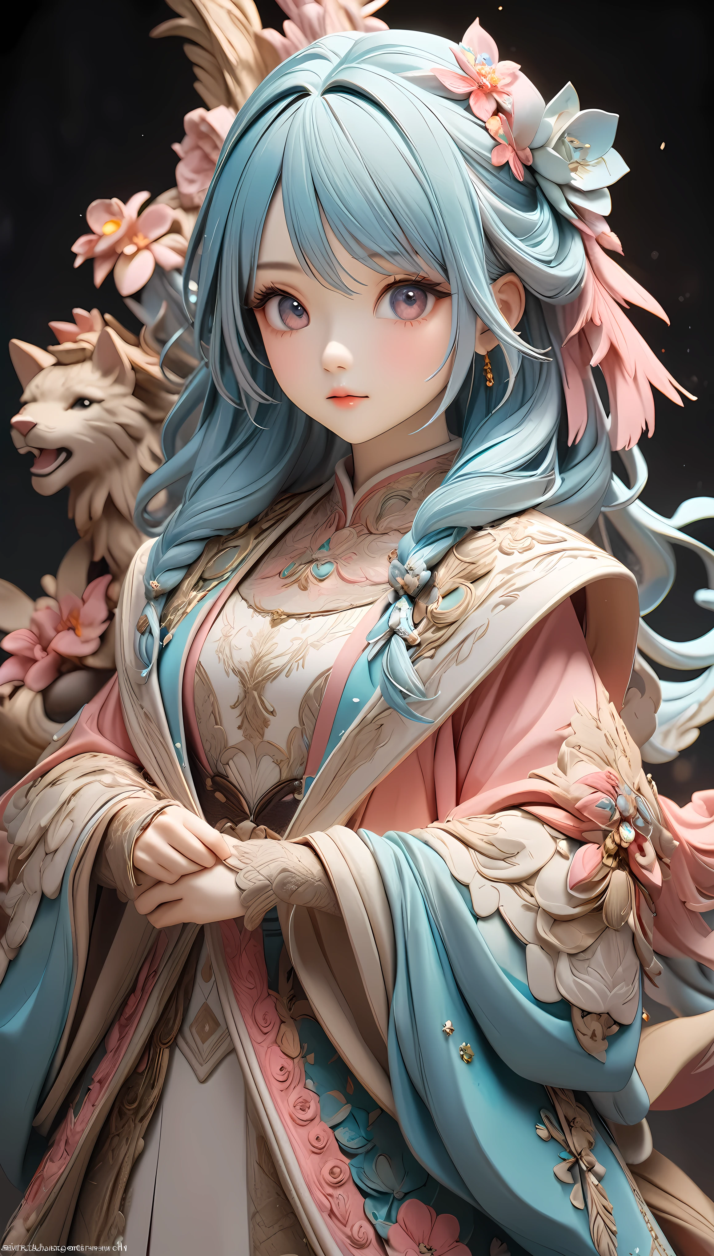 1girl, clay sculpture, vibrant colors, soft pastel clay, highly detailed and accurate clay texture, stop motion animation, ultra-high-quality model, masterpiece by professional artisan, exquisite finish, captivating aesthetics that viewers will adore