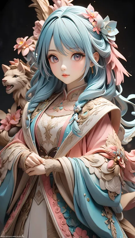 1girl, clay sculpture, vibrant colors, soft pastel clay, highly detailed and accurate clay texture, stop motion animation, ultra-high-quality model, masterpiece by professional artisan, exquisite finish, captivating aesthetics that viewers will adore