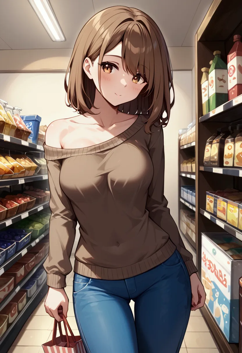 ((appearance:brown hair＿shoulder-length hair＿hair with movement＿sparkling light brown eyes＿thin outline＿married woman＿normal che...