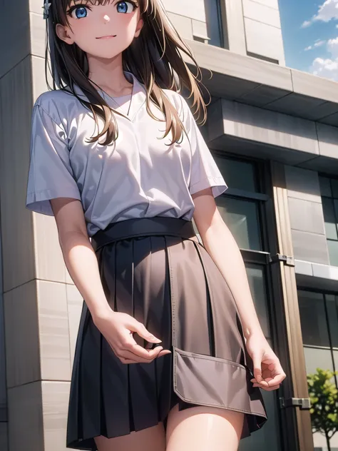 understood, saten ruiko, black hair, blue eyes, long hair, hair accessories, floral decoration,
break セーラー服, blue skirt, pleated...