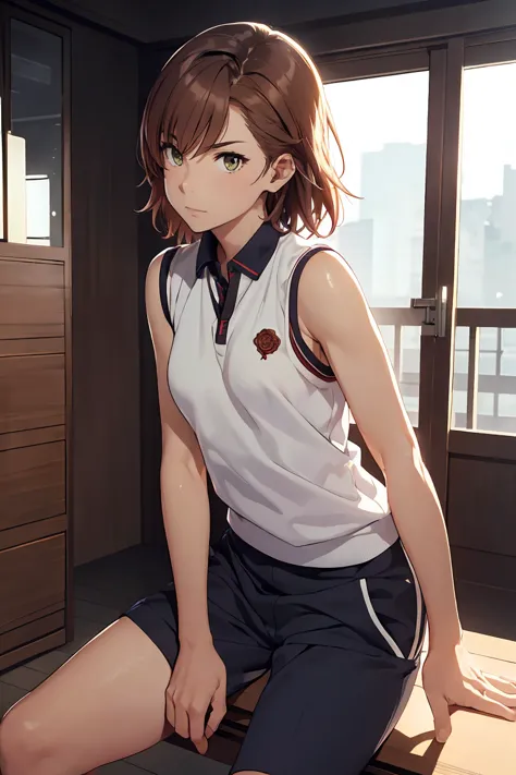 (best quality:1.5, high resolution, 超high resolution, 4k, detailed lighting, shaders), ((mikoto rose.)) ,solo short hair　brown h...