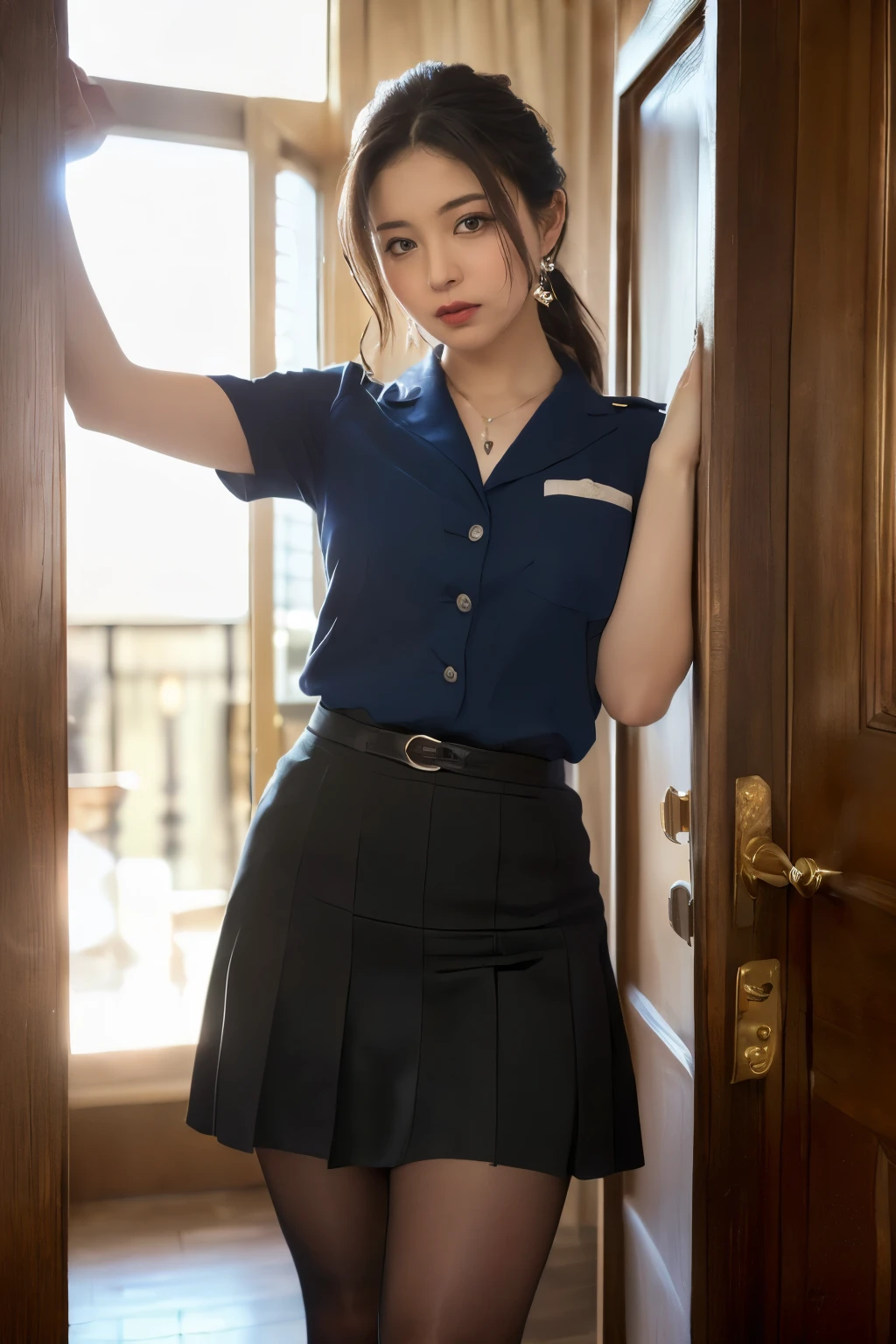 ((masterpiece)), ((最high quality:1.4)), (超detailed:1,4) , ((【Ultra-realisticなパンスト:1.3))、Cute beautiful mature woman、
uniform,(Random Location),(【Random pose:1.2),(Random Hairstyles), (Movie-like scene,Best image quality,(8k), Ultra-realistic, 最high quality, high quality, High resolution, high qualityな質感, Attention to detail, beautiful, detailed, Realistic facial expressions, masterpiece, in front, dynamic, ), ((Ultra-realisticなパンティストッキングを穿いている:1.5)), Skirt and thighs、Pantyhose and skirt、Put on your shoes、