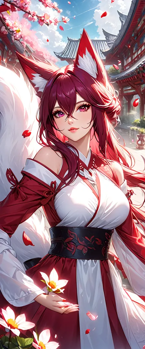 masterpiece, best quality, very aesthetic, absurdres, 1girl, mature_lady, ,,ahri(league_of_legends), 1girl, kitsune, kyuubi, dee...