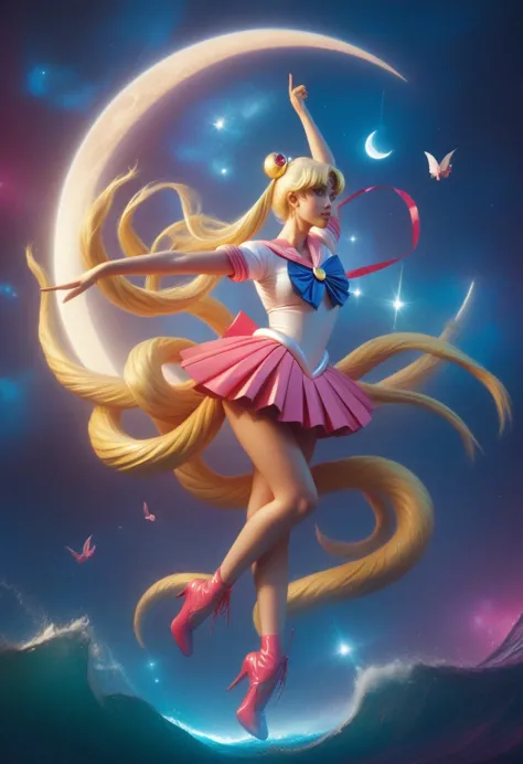 ((masterpiece)), (best quality), (ultra detailed), ((very detailed)), 4k, (8 k), sailor moon, long blonde hair, double tail, sai...