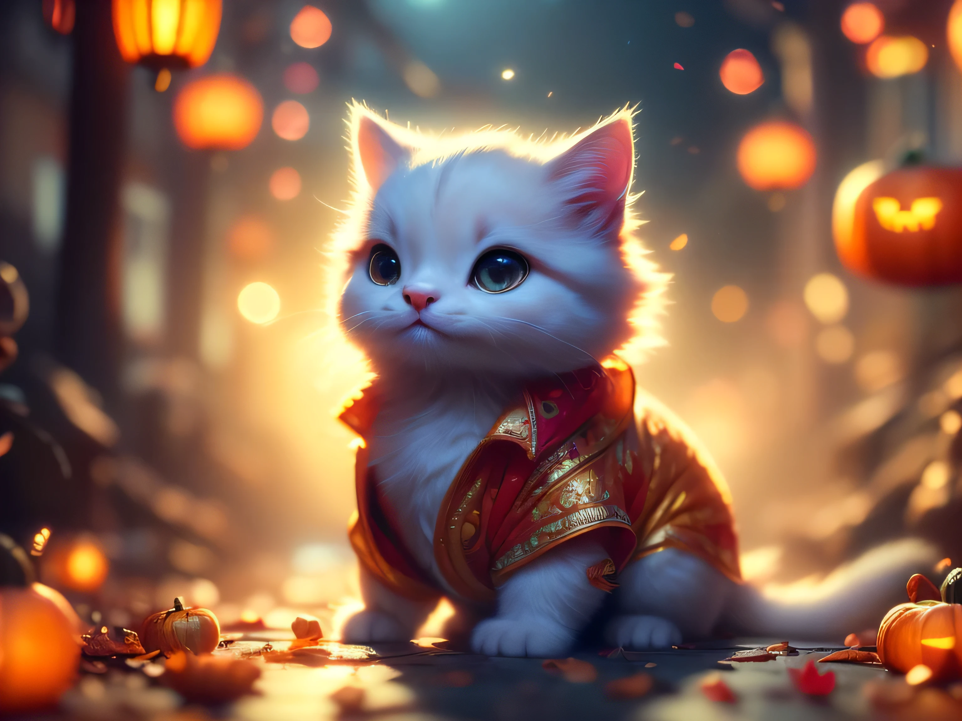 (Best Quality, Super Detailed, masterpiece, representative work, official art, professional, super high detail, 8k:1.3) Cute cat with round eyes, dressed in a bat costume, autumn, halloween, night, Natural lighting, Soft background, Photorealistic, Shining eyes, Sharp focus, Sweet and mischievous look, Hint of mischief, Dreamy atmosphere, Delicate details, soft volumetric light, (backlight:1.3), (cinematic:1.2), intricate details, (ArtStation:1.3)