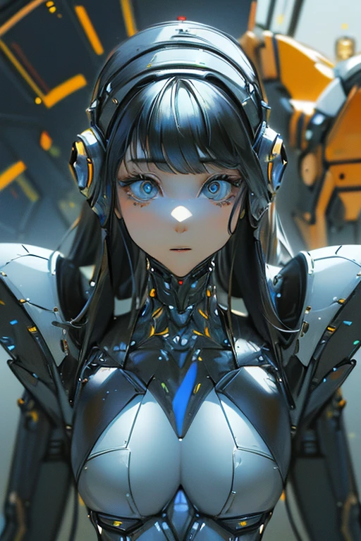 (masterpiece),(Highest quality),(Super detailed),(Best illustrations),(Best Shadow),(Absurd),(Detailed Background),(so beautiful), 16K, 8K, 4K,(Best Shadow),robotization,woman ,big bust,Robot Joint ,Metal skin,Black robot Suit,long hair,a black robot suit that covers the whole body,robot hand,cyber bodysuit,mecha head,robotization, transforming into robot,(Detailed hands and fingers:1.2),perfect anatomy,cybernetic girl,sci-fi armor