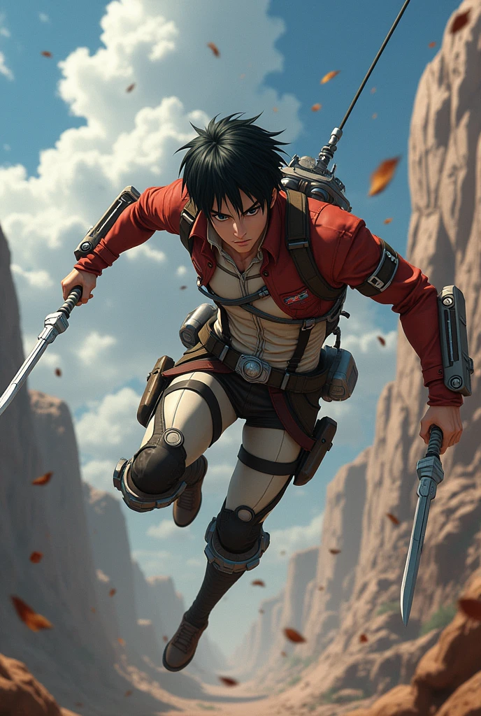 Eren yeager of  attack on titan
With  odm gear