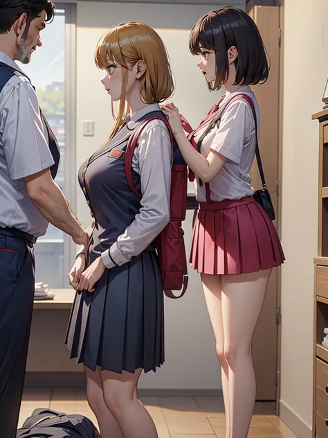 ((best quality)), ((masterpiece)), (detailed), one person,age 25,uniform,student,(mini skirt),(please open the buttons on your s...