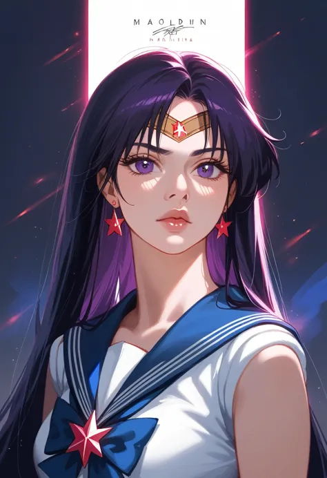 a highly detailed realistic of sailor mars, rei hino, in a dark fantasy movie setting, photorealistic, extremely detailed facial...