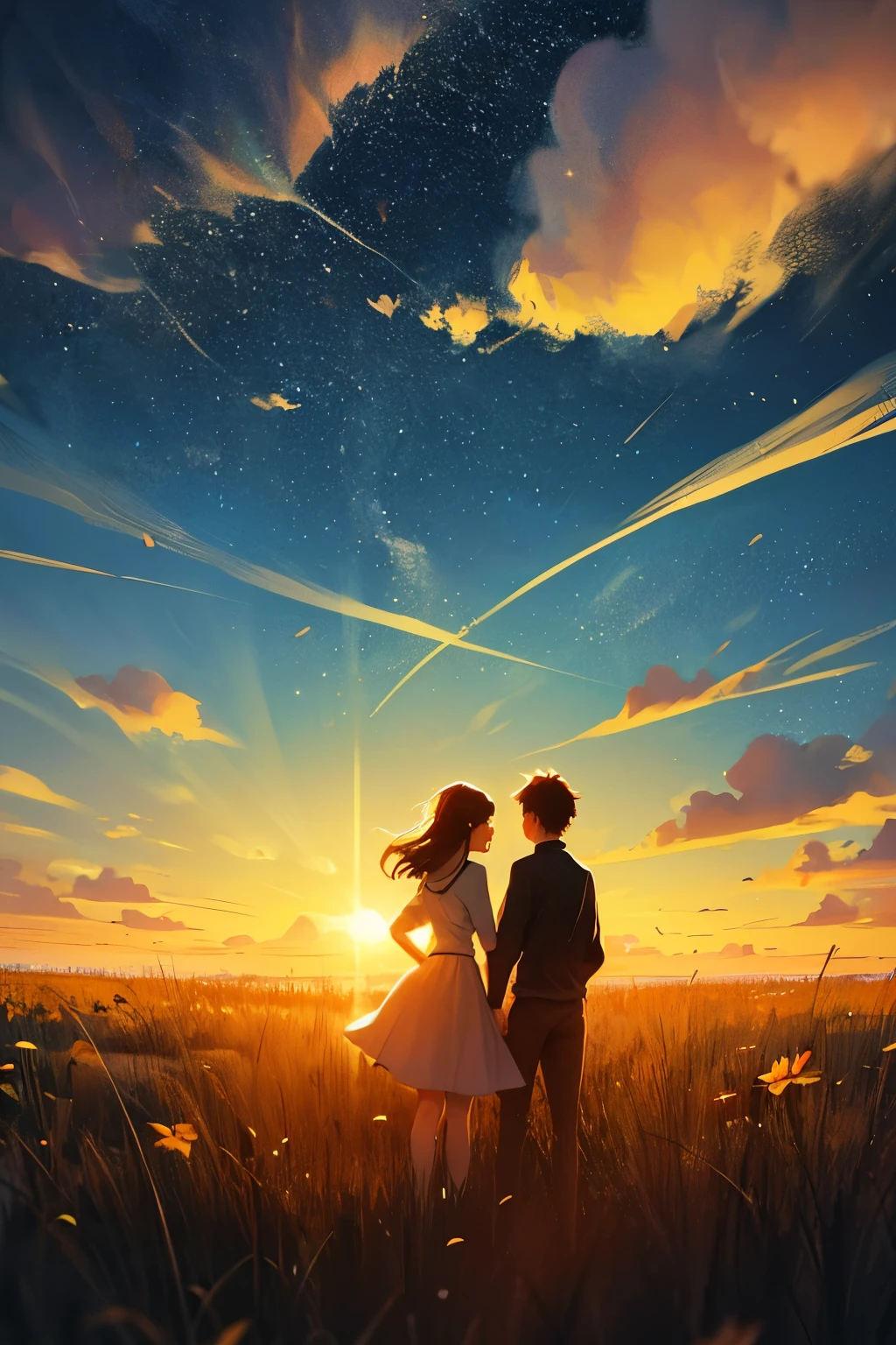 Siblings２By people, Towards the Sun, Full of hope, 2D painting style