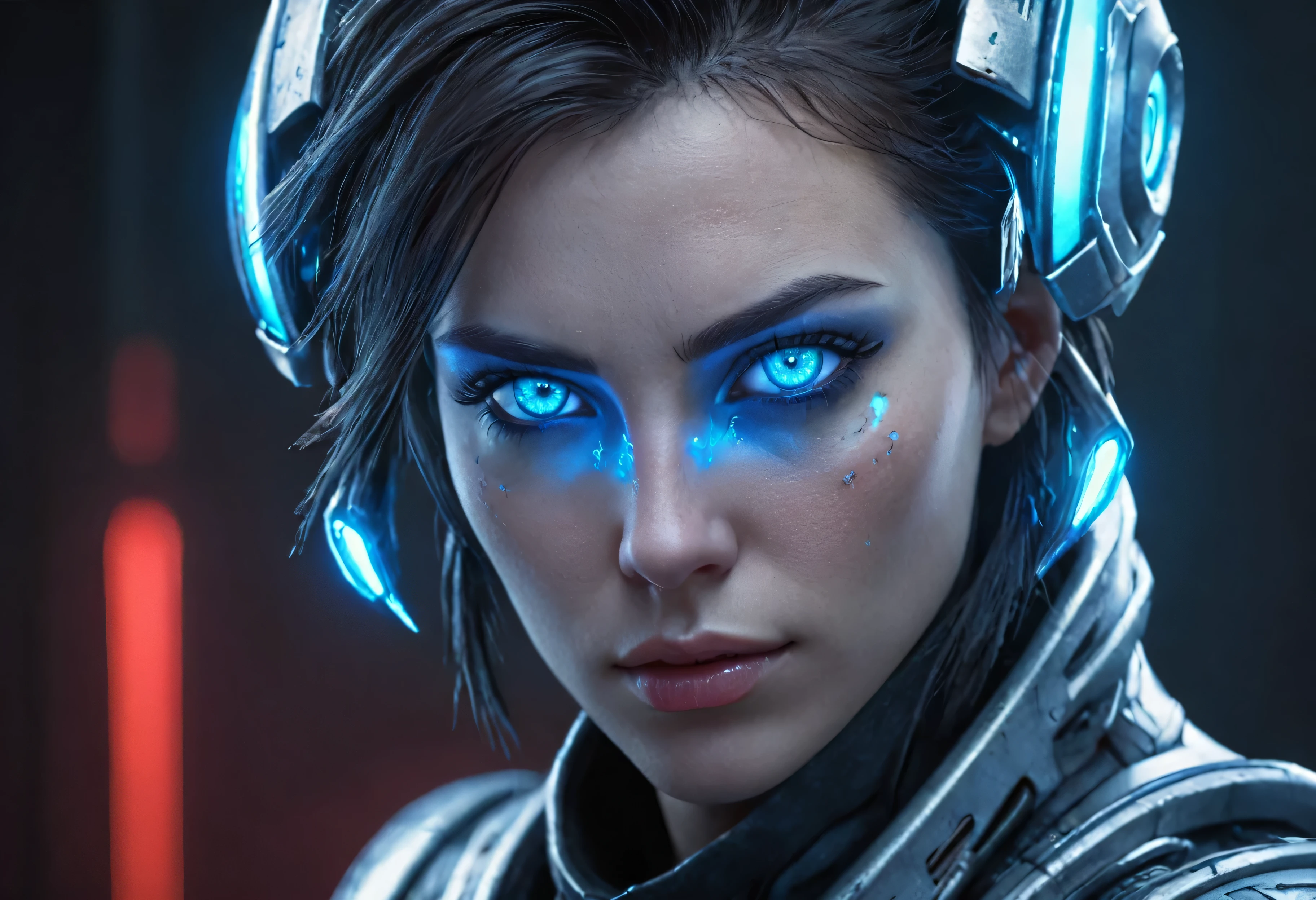 WOMAN&#39;S FACE powerful armor, sharp look,
Frost, calls, Perfect details, (The best quality, 4k,
High resolution, masterpiece:1.2), ultra detailed,
realistic:
1.37, HDR-10, Studio lighting, bright colors, (cyberpunk,
Futuristic) style, Ice Blue Color Scheme, dynamic lighting. MOD ULTRA FACE 8k laser eyes