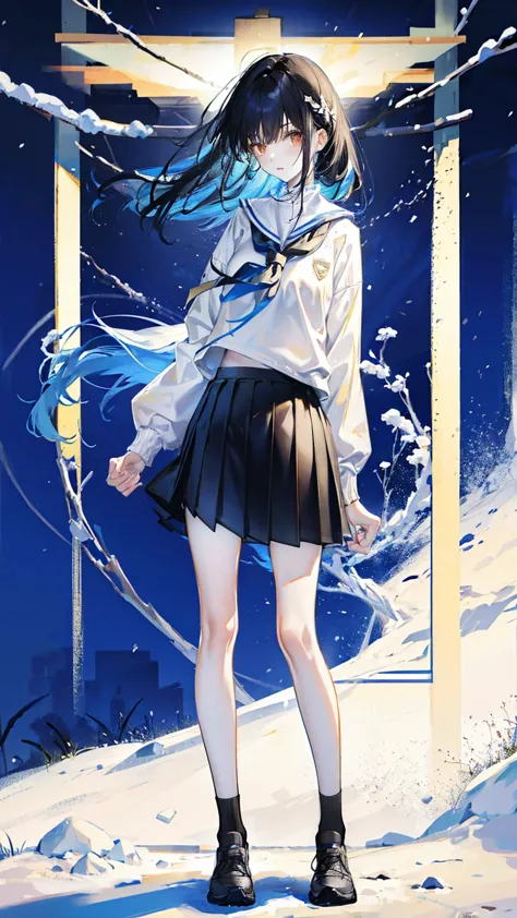 one is 167cm tall，a 1 skinny girl ，weighing 39 kg，the legs are very thin，wearing school uniform jacket and skirt，bare snow-white...