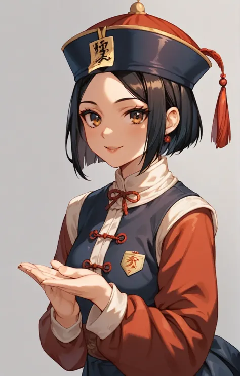 score_9, score_8_up, score_7_up, score_6_up, score_5_up, score_4_up, jiangshi, one girl, short hair, cute, dressed in black chin...