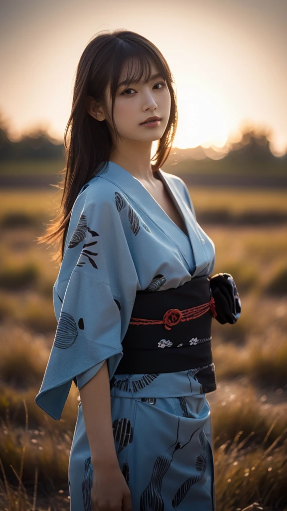 1 girl, (She is wearing a cute yukata:1.2), Very beautiful Japanese idol portraits, 
(RAW Photo Best Quality), (Realistic, Realistic:1.4), (masterpiece), 
So delicate and beautiful, Very detailed, 2k wallpaper, wonderful, finely, Very detailed CG Unity 8K wallpaper, Very detailed, High resolution, Soft Light, 
Beautiful detailed girl, Very detailed目と顔, Beautiful and sophisticated nose, Beautiful beautiful eyes, Cinema Lighting, 
(A moonlit night in late autumn、I was standing in a desolate field:1.3), (hill), (Big Moon), (Full-body silhouette of a girl floating in the moonlight), (Dark screen:1.5), 
(Medium Hair), (Hair blowing in the wind), 
Perfect Anatomy, Slender body, Small breasts